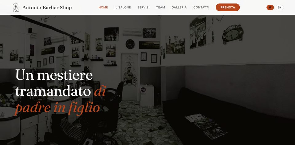 Sito web di Antonio Barber Shop, barbiere sulla Via Cassia a Roma