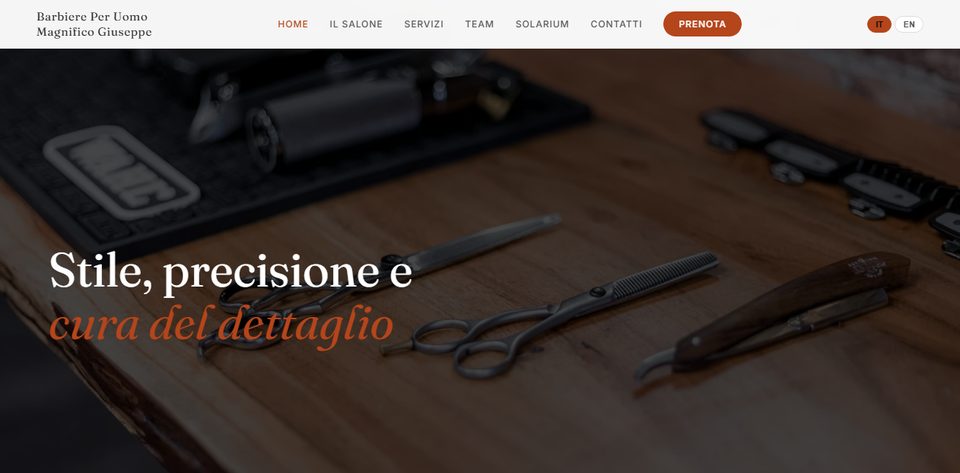 Sito web del barbiere per uomo Magnifico Giuseppe a Roma