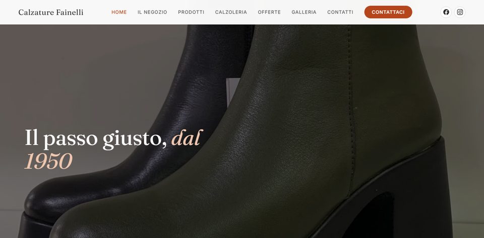 Sito web di Calzature Fainelli, negozio di scarpe a Roma