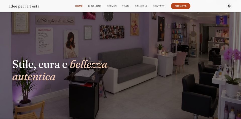 Sito web di Idee per la Testa, parrucchiere e centro estetico a Roma