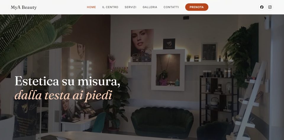 Sito web di MyA Beauty, centro estetico a La Storta, Roma